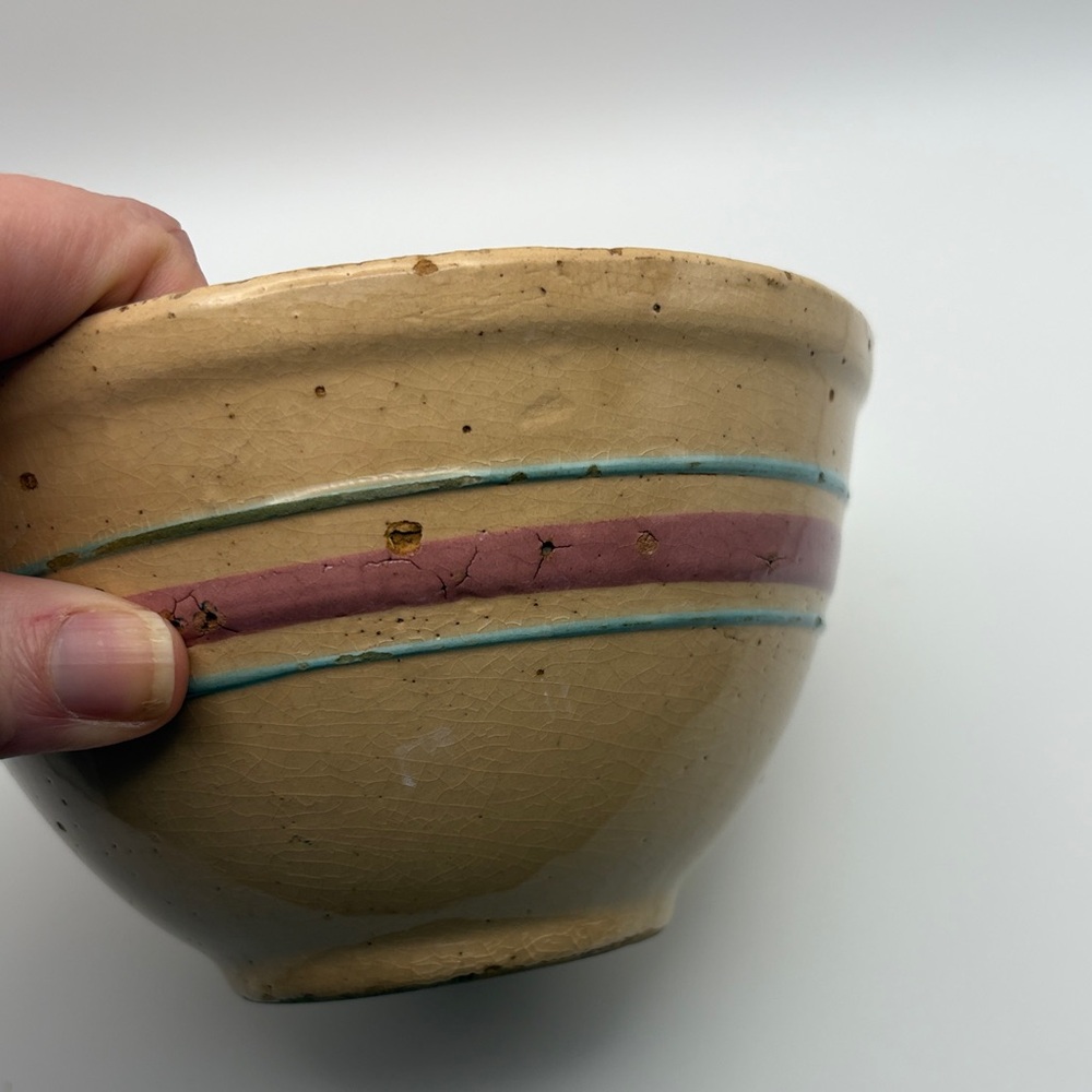 Vintage Ceramic Bowl with Stripes - Picture 10 of 14